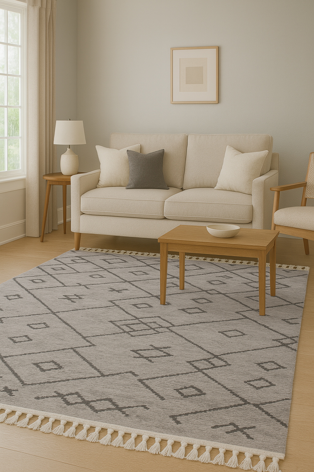 Lotus Medina – Dammfri Matta med Klassiska Marockanska Mönster och Fransar