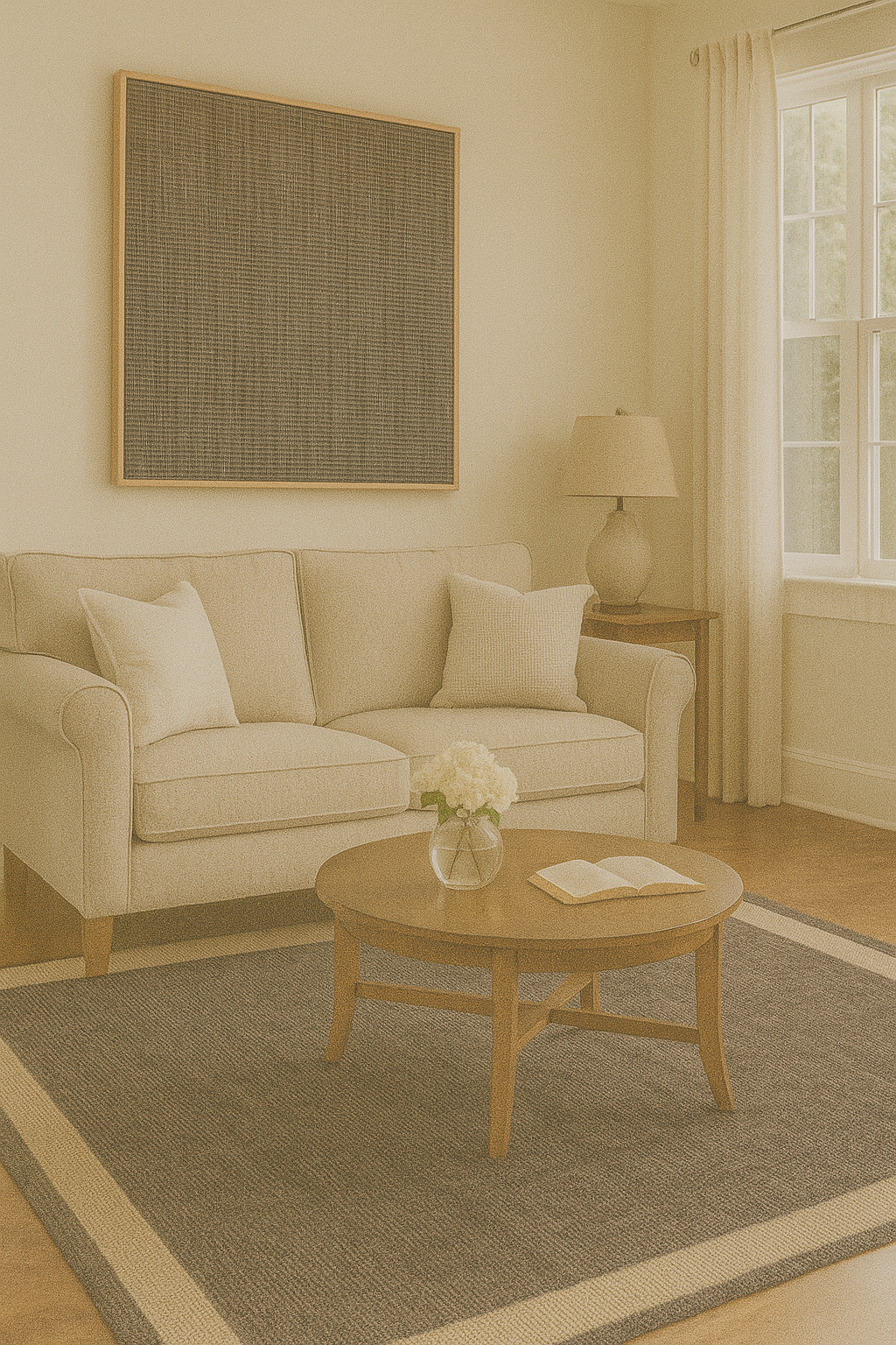 Asia Sandström – Vävd Matta i Varm Brun Ton med Elegant Ljus Kantdesign