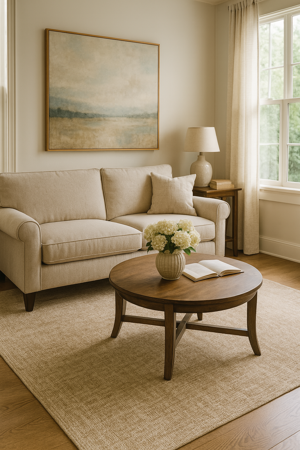 Sydney Calm – Sofistikerad Naturbeige Texturmatta med Harmonisk Ljusspel