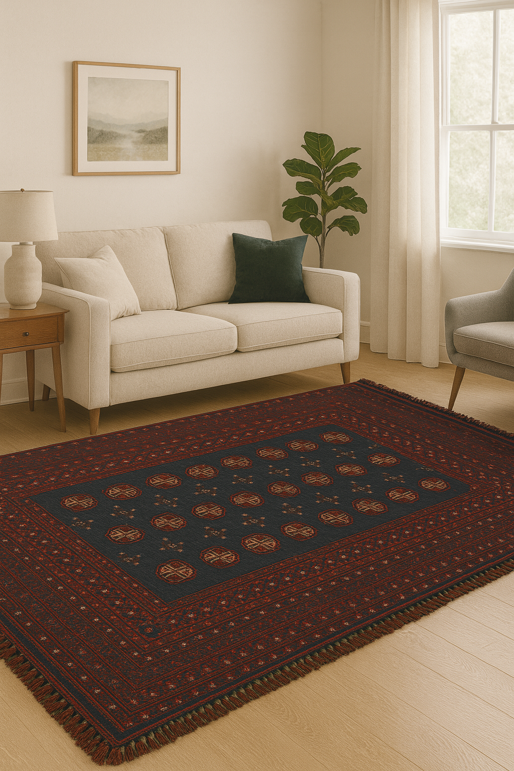 Türkmen Safir – Elegant Matta i Orientaliskt Mönster med Modern Funktion