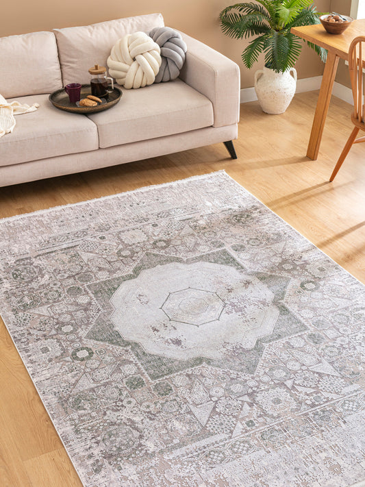 Memlük Grönsilke – Traditionellt mönster i mjuka gröna och grå toner