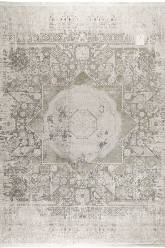 Memlük Grönsilke – Traditionellt mönster i mjuka gröna och grå toner