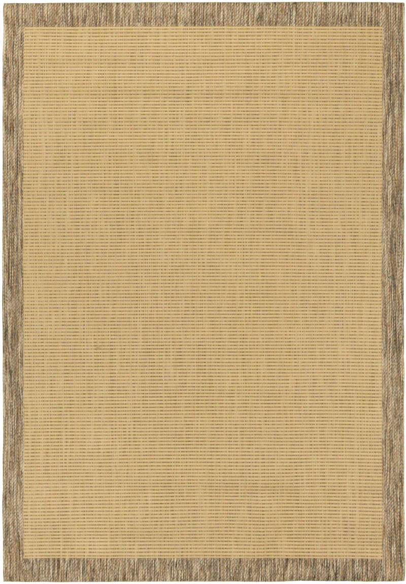 Asia Sand – Stilren Vävd Matta i Beige Toner med Kontrastkant i Naturbrunt