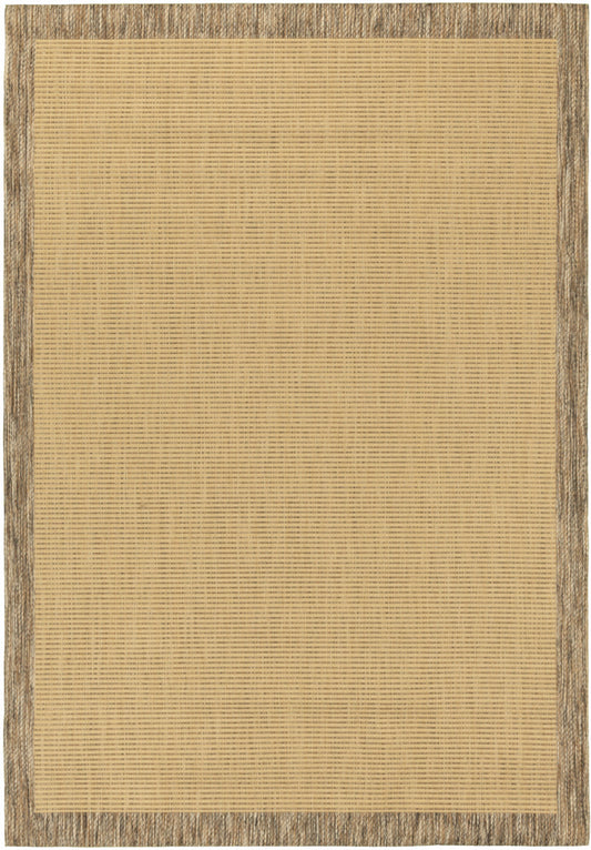 Asia Sand – Stilren Vävd Matta i Beige Toner med Kontrastkant i Naturbrunt