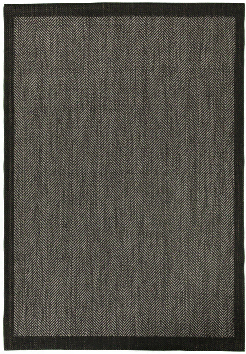 Asia Nattgrafit – Mörk Vävd Matta med Chevronmönster och Elegant Kant i Grafitgrå