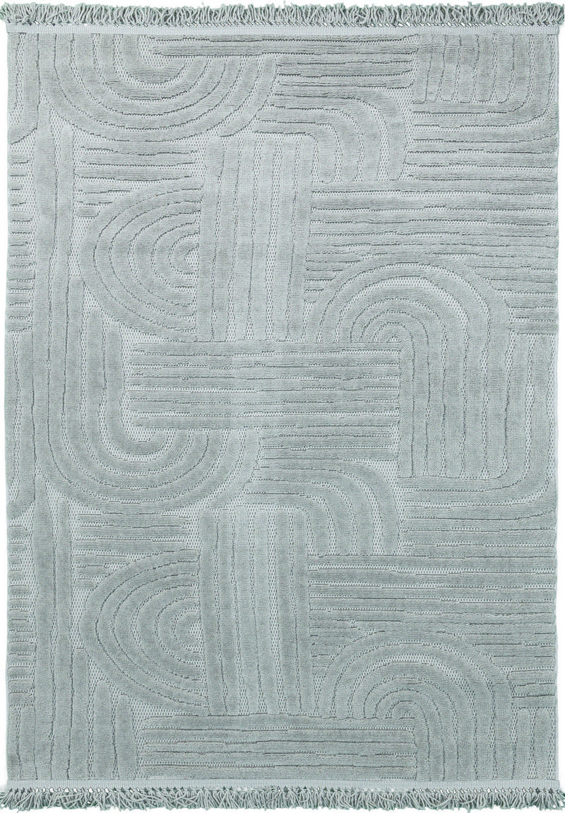 Tokyo Sage – Dammfri Vardagsrumsmatta med Fransar och Mjuk Textur