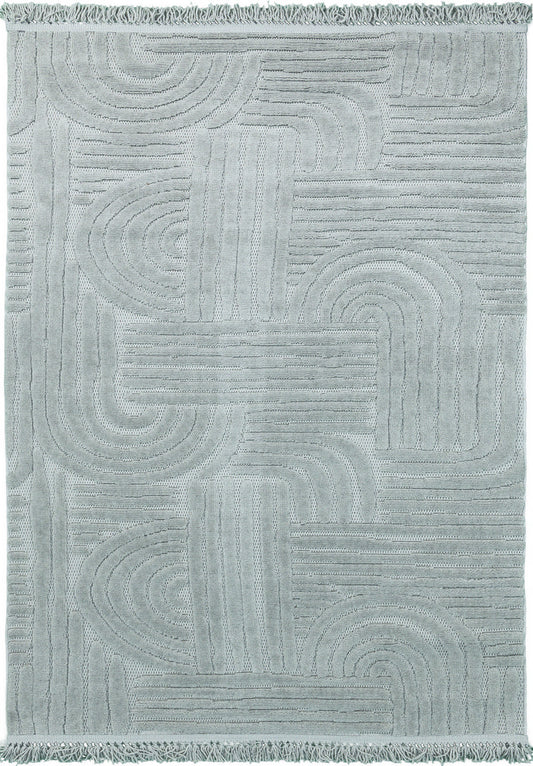 Tokyo Sage – Dammfri Vardagsrumsmatta med Fransar och Mjuk Textur