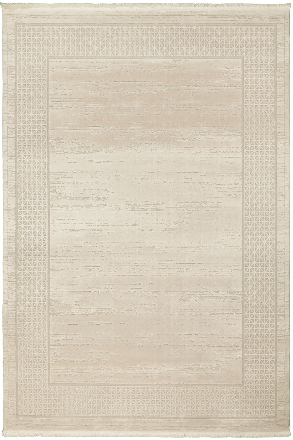 Picasso Pärlvit - Elegant ljus matta med pärlvit ram i diskret mönster