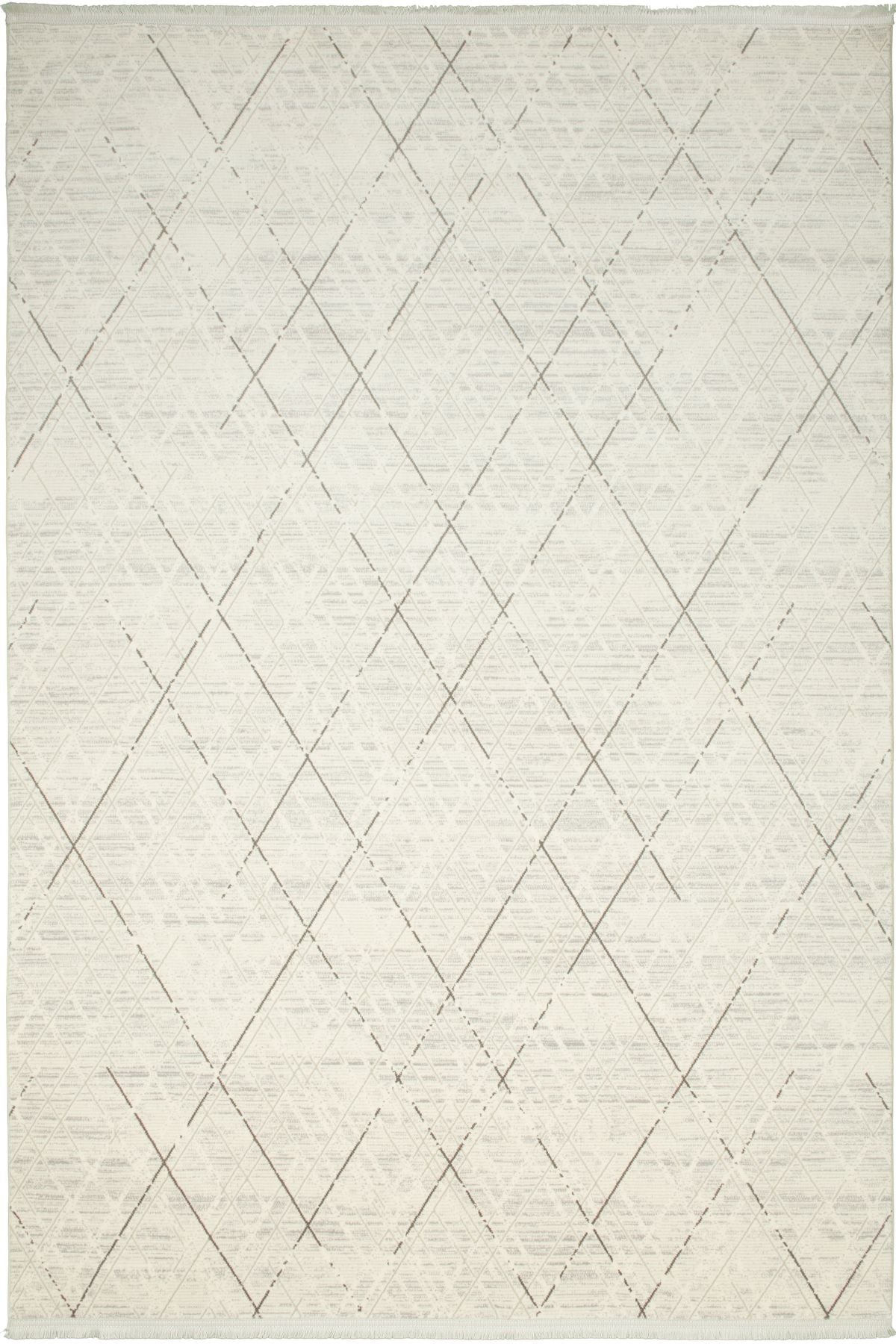 Premiere Grid – Modern Matta med Asymmetrisk Rutdesign i Elfenbensvitt och Grått