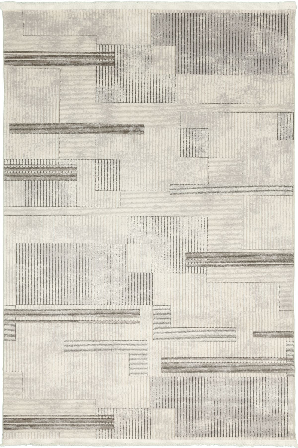 Premiere Atlas - Modern grafisk harmoni i lugna gråtoner – en matta som kombinerar struktur och stil.