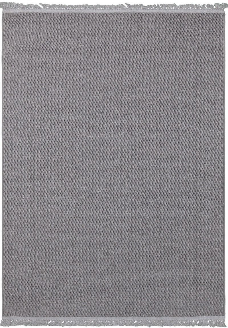 Selanik Aura – Stilren Handvävd Matta i Grå Ton med Franskant och Naturlig Känsla