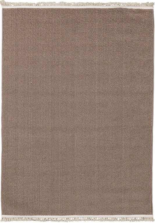 Selanik Terra – Handvävd Naturlig Matta med Fransar och Stilren Struktur
