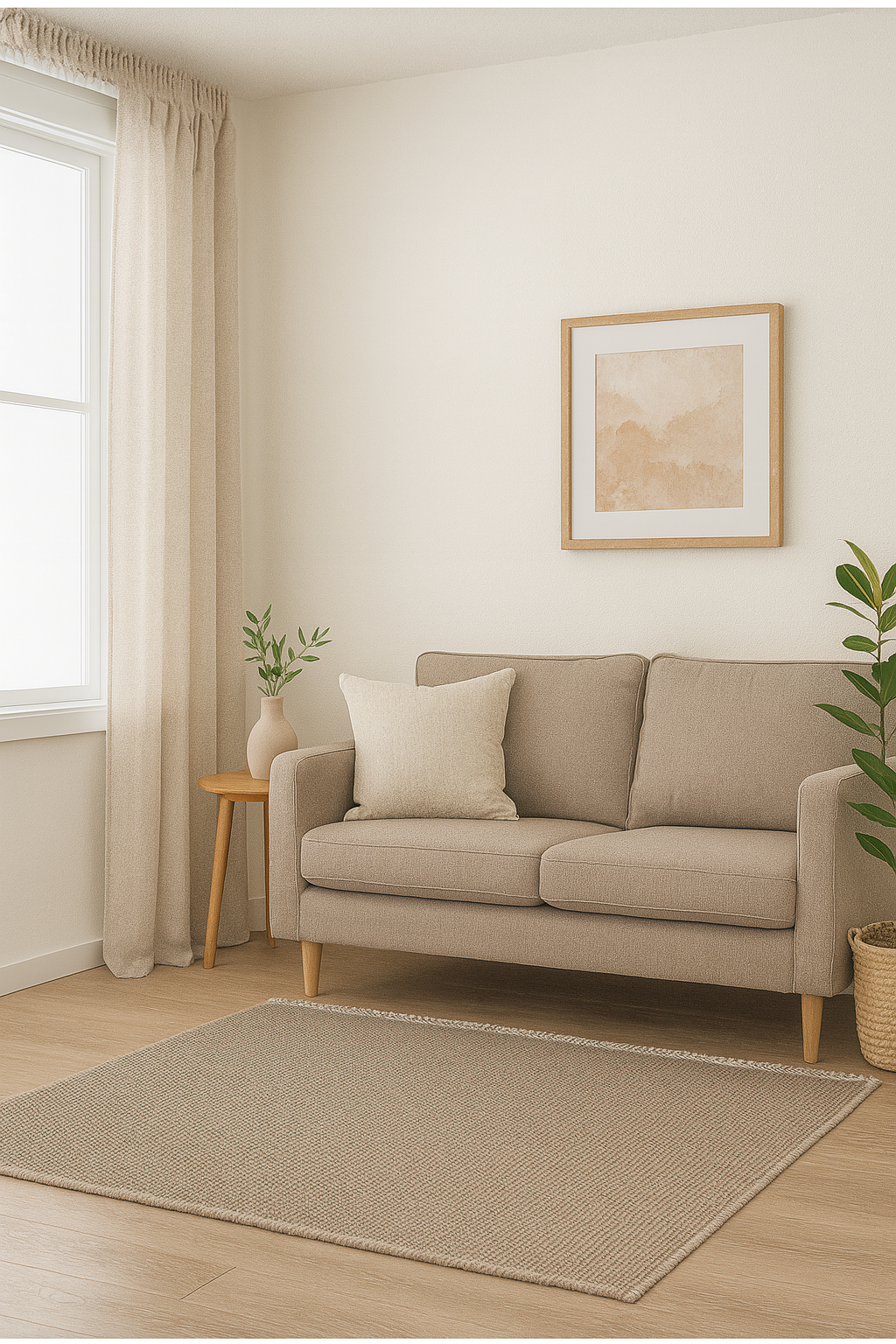 Selanik Natur – Handvävd Beige Matta med Klassisk Frans och Skandinavisk Look