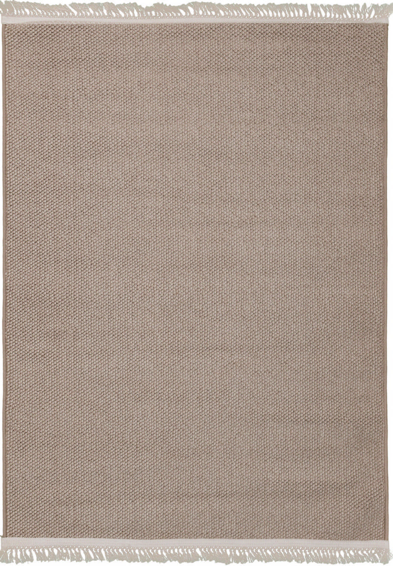 Selanik Natur – Handvävd Beige Matta med Klassisk Frans och Skandinavisk Look