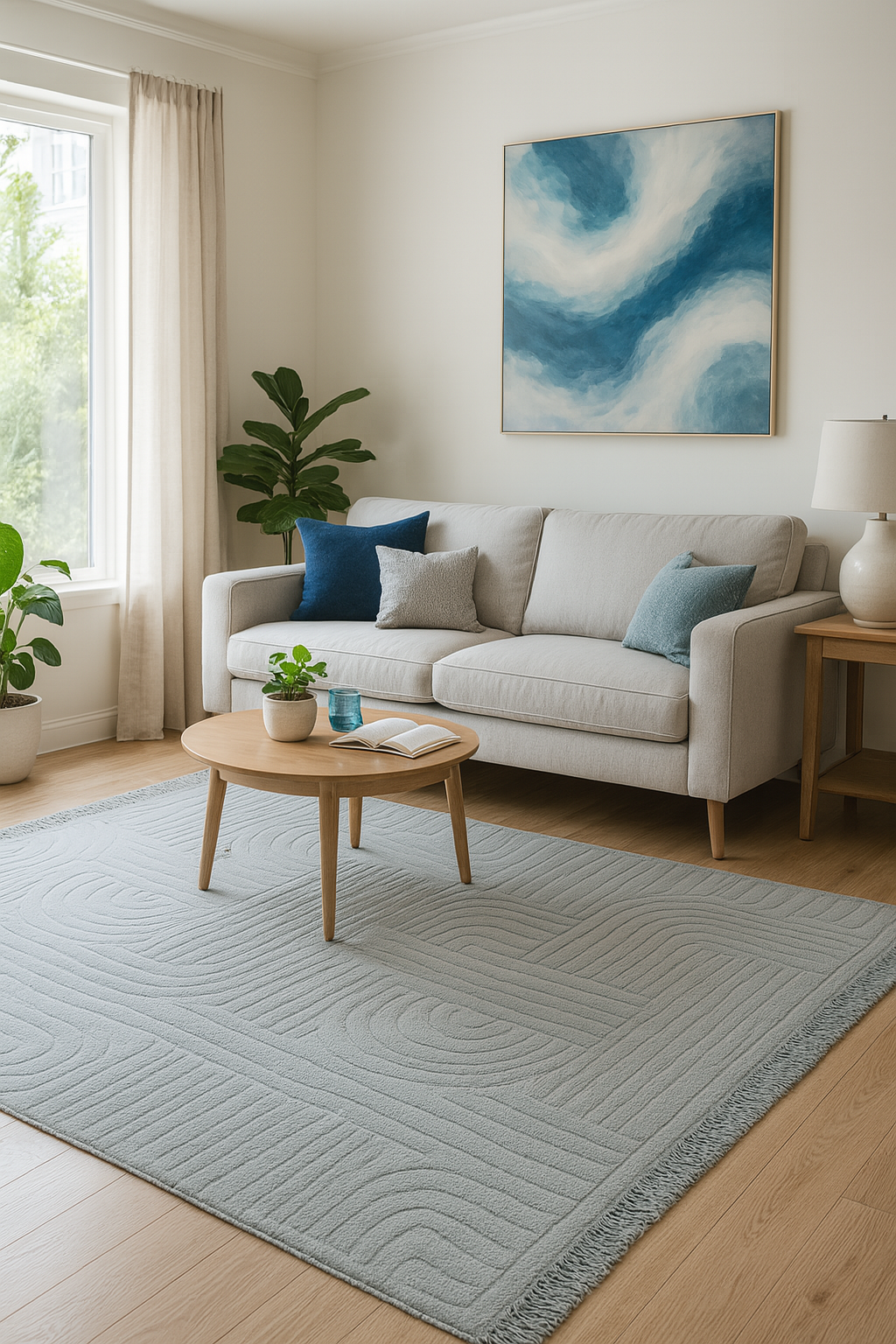 Tokyo Sage – Dammfri Vardagsrumsmatta med Fransar och Mjuk Textur